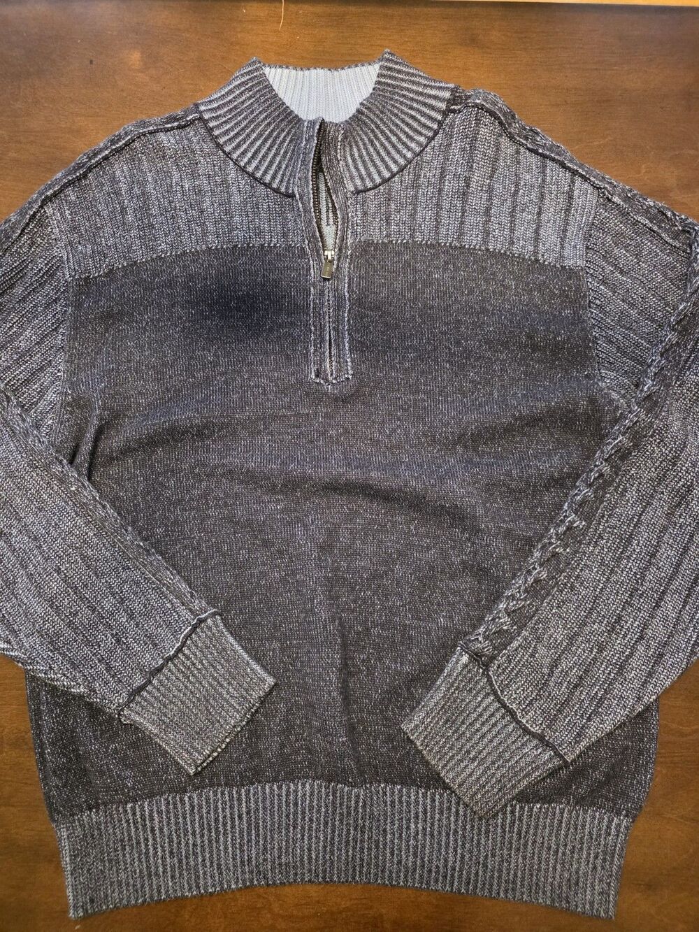 F/X Fusion Mens Blue Cotton Cable Knit 1/4 Zip Sweater Pullover XXL